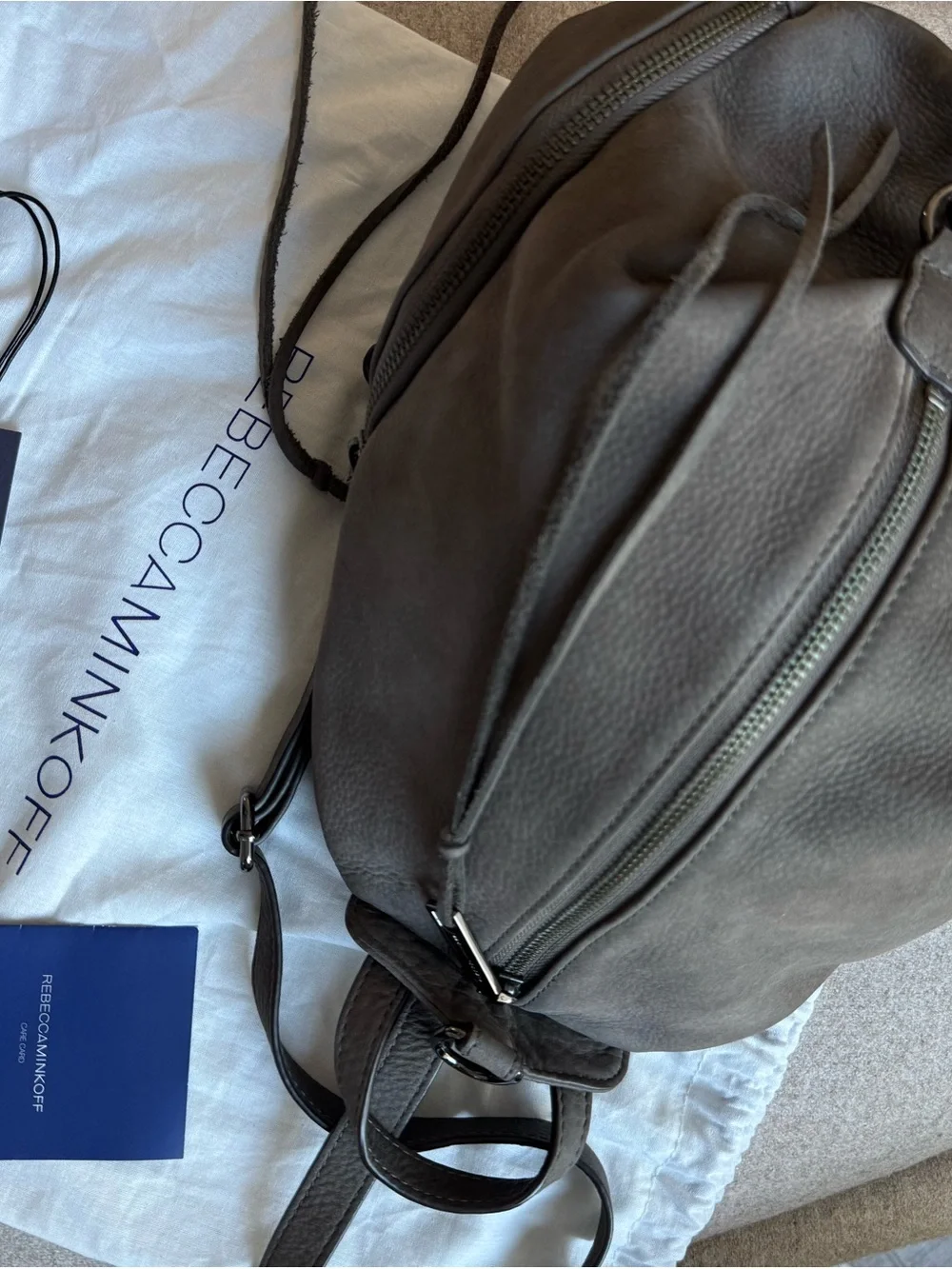 Rebecca Minkoff New Gray Julian Medium Leather Sling Backpack